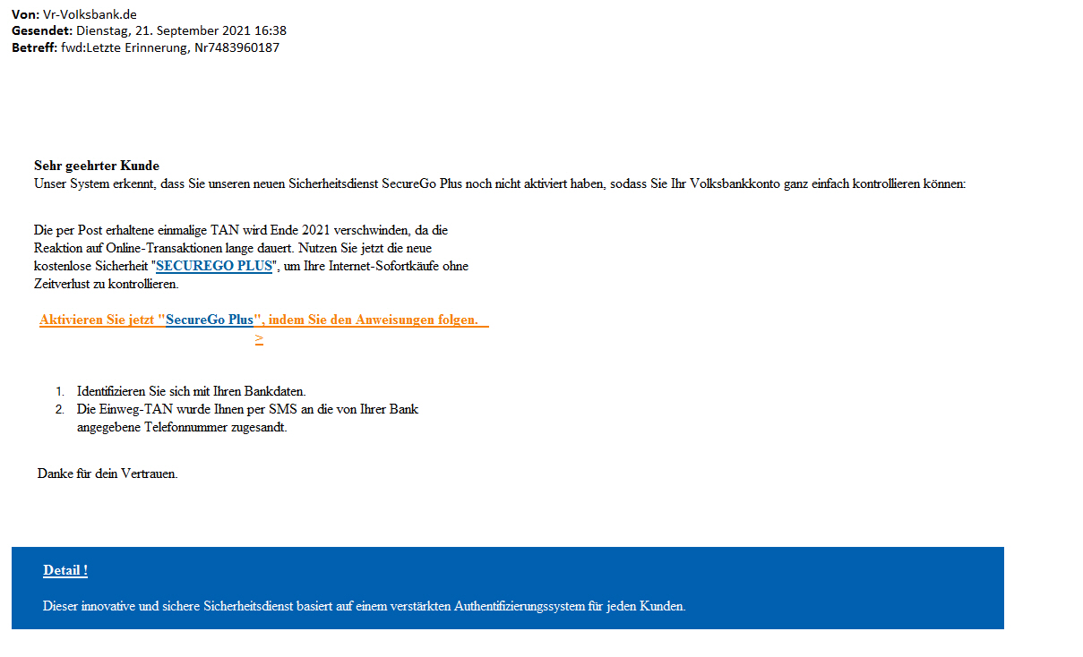 Phishing Warnung 14.07.2021 - Corona Zahlungssystem Landesregierung Phishing Warnung 14.07.2021 - Corona Zahlungssystem Landesregierung